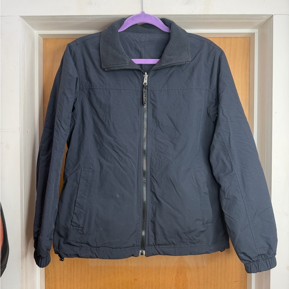L.L.Bean Black Zip Up Outdoor Jacket Fleece Lined - Gorpcore Style. Size: S